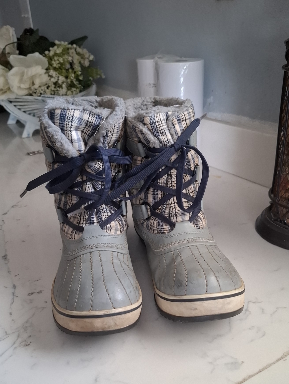 Sorel Waterproof Womens Grey Winter Boots with Faux Fur Lining
